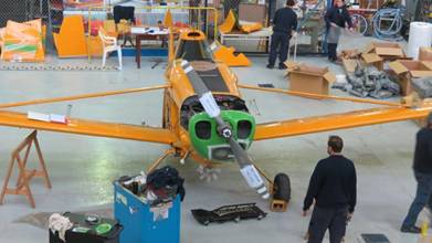 Uno de los Puelche, en el proceso de armado en Fadea (Prensa Fadea).