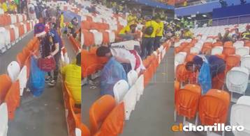 Resultado de imagen para Mundial Rusia 2018: los hinchas japoneses limpiaron las tribunas despuÃ©s de celebrar el triunfo ante Colombia