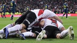 El festejo final de los jugadores de River (AFP)