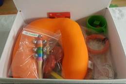 El set incluye diferentes instrumentos para que el bebé juegue y se estimule en su desarrollo