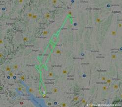 Screenshot I Flightradar I Pilot fliegt Umrisse einer Impfspritze