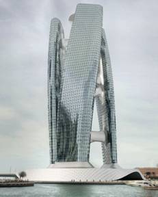 rascacielos gira con viento