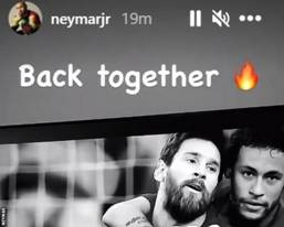 Descripción: Post de Neymar en Instagram sobre el reencuentro con Messi