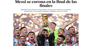 Los medios internacionales reflejaron el triunfo argentino (Foto: Captura de Internet/El País, de España)