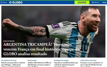 El diario brasileño O'Globbo dijo que la final fue 'histórica'.